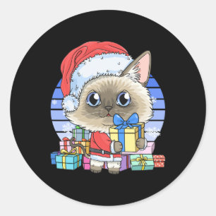 Adesivo Gato Siamês Gato Santa Claus Natal Kitten Natal