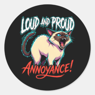Adesivo Gato Siames Loud Sarcasmo Aborrecimento Engraçado