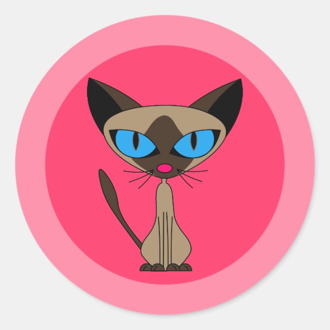 Adesivo Gato Siamês, Stickers Rosa (Frente)