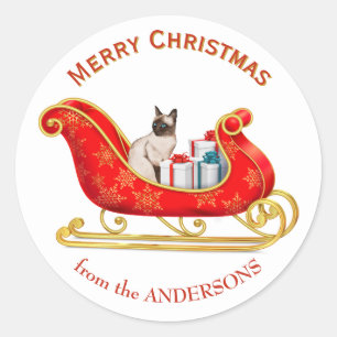 Adesivo Gato Siameses de Trenó de Natal