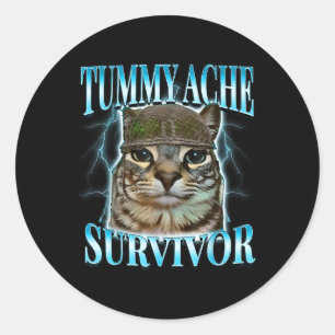 Adesivo Gato Sobrevivente de Dor de Barriga Meme Dito Dive