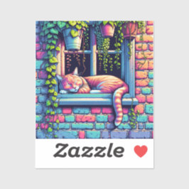 Adesivo Gato Sonolento na Janela Envia Arte Ai