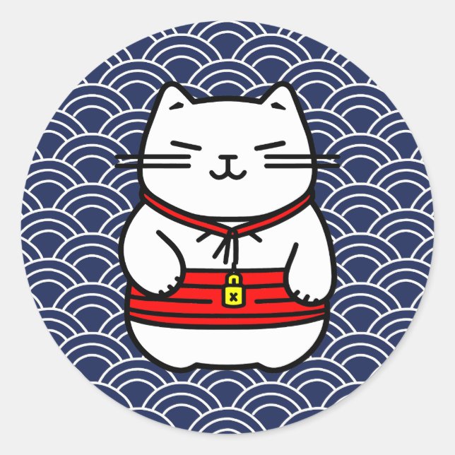 Adesivo Gato Sortudo Japonês ou Maneki-Neko (Frente)