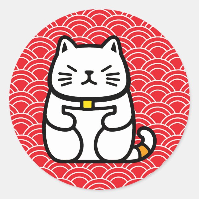 Adesivo Gato Sortudo Japonês ou Maneki-Neko (Frente)