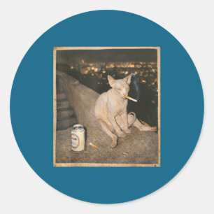 Adesivo Gato Sphynx Fumando Meme Engraçado
