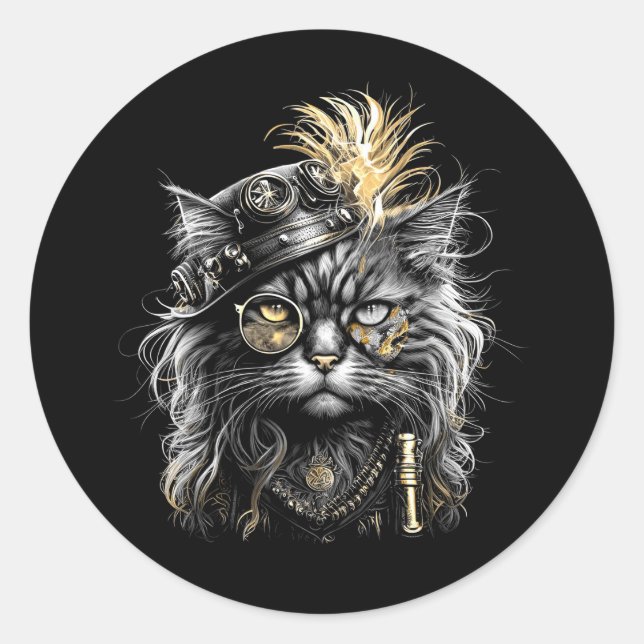 Adesivo Gato Steampunk Incrível  (Frente)