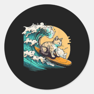 Adesivo Gato Surfista, Gato No Surfboard, Gato Montando On