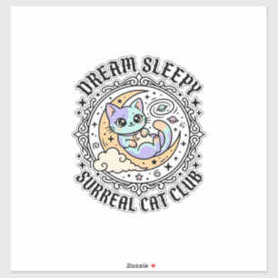 Adesivo Gato Surreal Sonolento dos Sonhos - Design Diverti