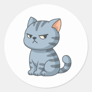 Adesivo Gato Tabby Cinza Irritado