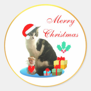 Adesivo Gato Tabby de Natal Fofo