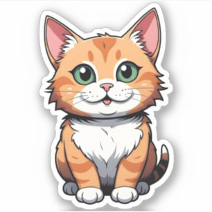 Adesivo Gato Tabby Gengibre Feliz