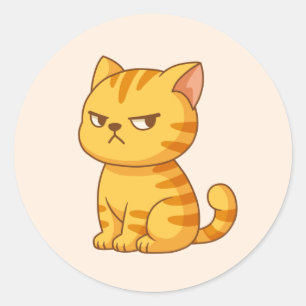 Adesivo Gato Tabby Laranja Mal-Humorado sobre Bege