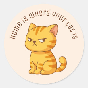 Adesivo Gato Tabby Laranja Mal-Humorado Texto Personalizad