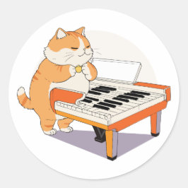 Adesivo Gato Toca o Piano