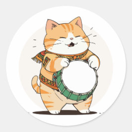 Adesivo Gato Toca o Tambor