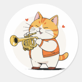 Adesivo Gato Toca Trompete