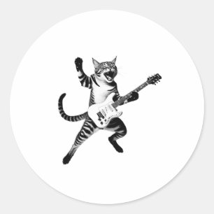 Adesivo Gato Tocando Violão, Pedra E Bandas, Mulheres Ki