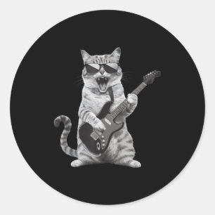 Adesivo Gato Tocar Guitarra Rock Star Rock And Roll Homens