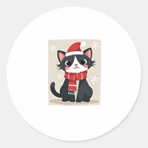 Adesivo Gato Tuxedo de Natal Cachecol Santa Feio Xmas Mulh