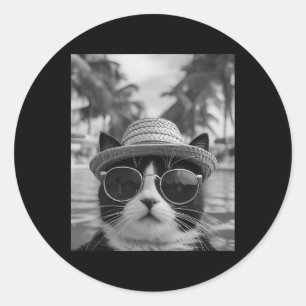 Adesivo Gato Tuxedo Engraçado Selfie Gato Férias de Verão