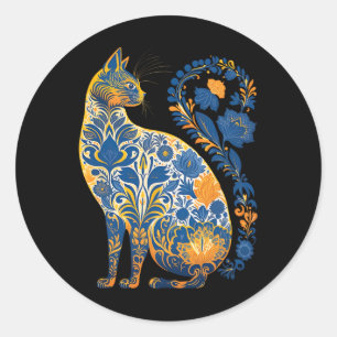 Adesivo Gato Ucrânia Floral Retro Bandeira Ucraniana E Vys