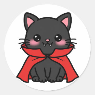 Adesivo Gato Vampiro Fofo de Halloween