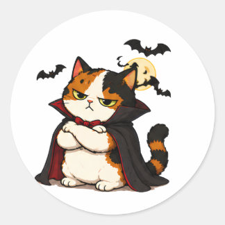 Adesivo Gato Vampiro Mal-Humorado de Halloween 