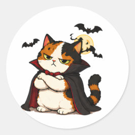 Adesivo Gato Vampiro Mal-Humorado de Halloween