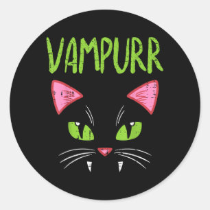 Adesivo Gato Vampurr Vampiro Roupa Divertida de Halloween 