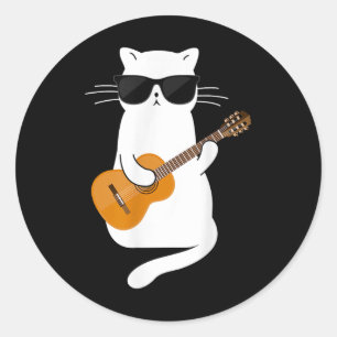 Adesivo Gato Vestindo Pulmões Tocando Violão Guitarrista