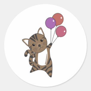 Adesivo Gato Voa Com Balões Coloridos