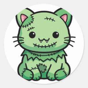Adesivo Gato Zombie Fofo de Halloween