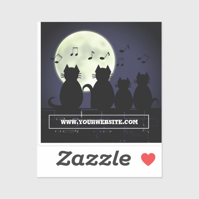 Adesivo Gatos à lua. Vinheta (Folha)