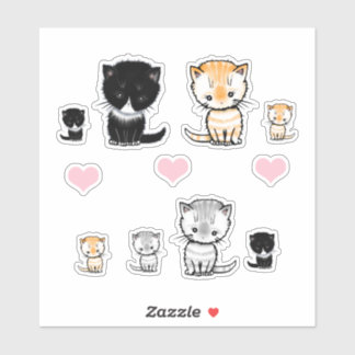 Adesivo Gatos Adoráveis Gatinhos Tuxedo, Laranja Tabby, Ci