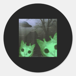 Adesivo Gatos Alien Ufo Engraçado Assustador Meme Gato Par
