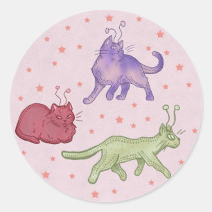 Adesivo Gatos Alienígenas Gato Espacial Caprichoso Diverti
