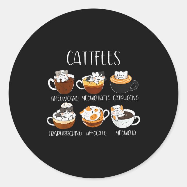 Adesivo Gatos &amp; Amante de Café Citação Divertida de Ca (Frente)