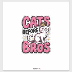 Adesivo Gatos Antes de Camiseta de Design de Coroa de Gato
