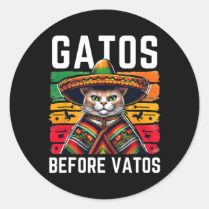 Adesivo Gatos Antes de Vatos Engraçado Cat Mexicano Poncho