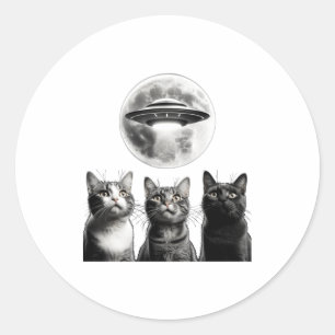 Adesivo Gatos Assustados 3 Lua Ufo Alien Invasão da Terra