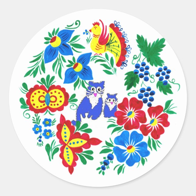 Adesivo Gatos Azuis, Arte Popular (Frente)