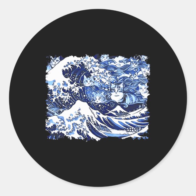 Adesivo Gatos Azuis Ondam Para A Gente De Gato Engraçado D (Frente)