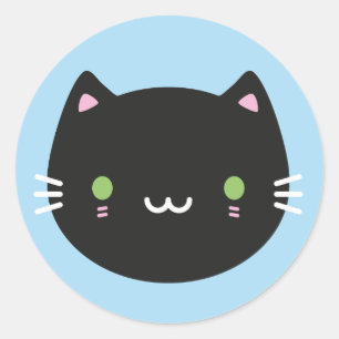 Adesivo Gatos Bonitos - Gatinho Kawaii Preto