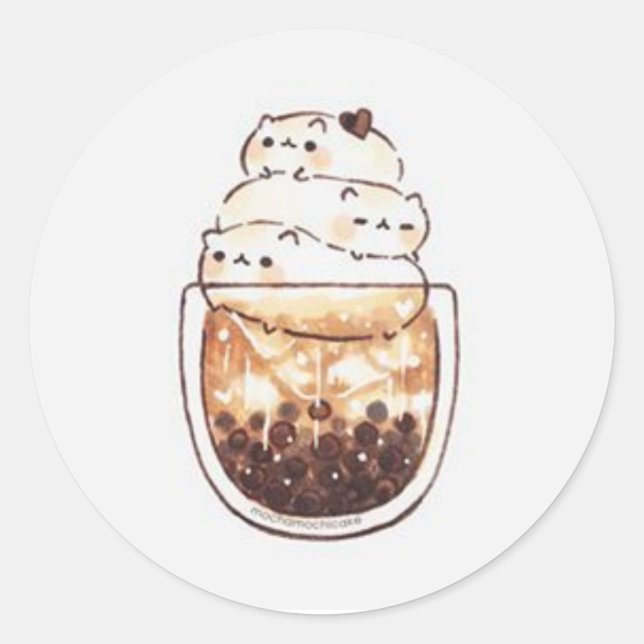 Adesivo Gatos bonitos na taça de café (Frente)