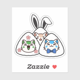 Adesivo Gatos Bunny Onigiri - Kawaii Sakura Primavera