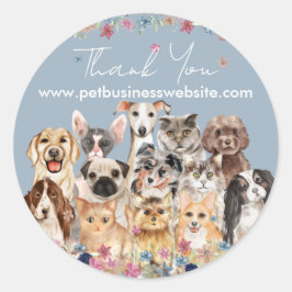 Adesivo Gatos Cachorros Obrigado Azul