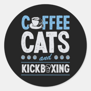 Adesivo Gatos Café E Kickboxing Fofo Engraçado Kickboxer C