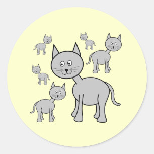Adesivo Gatos cinzentos bonitos. Desenhos animados no
