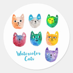 Adesivo Gatos com aquarelas e amigos