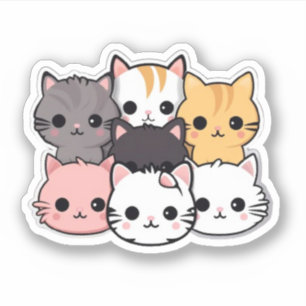 Adesivo Gatos Cons Kawaii Pet Animal